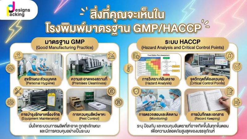ALT: โรงพิมพ์บรรจุภัณฑ์ที่ได้มาตรฐาน GMP และ HACCP ควบคุมคุณภาพทุกขั้นตอน
